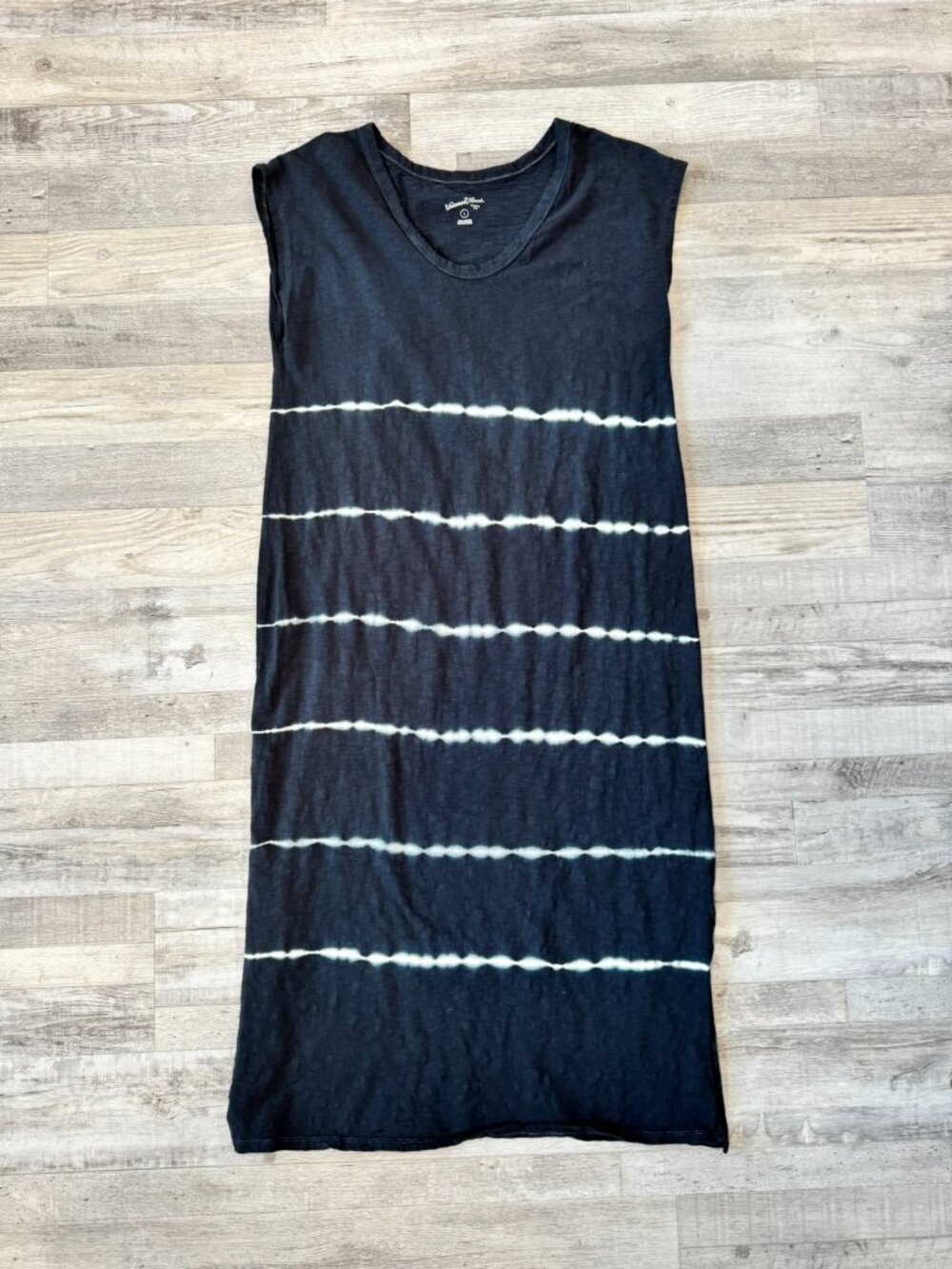 Universal Thread Navy Tie Dye Short Sleeve Midi Dress Size Large Stretch C16